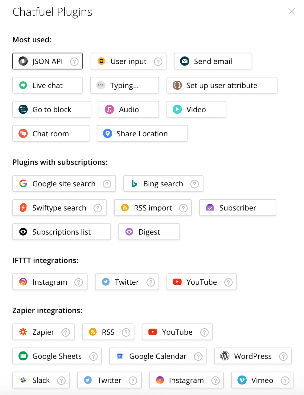 List of Chatfuel Plugins