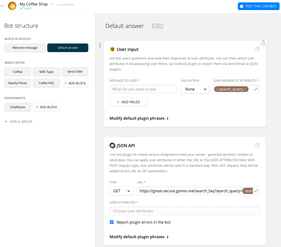 Default Answer captures all requests